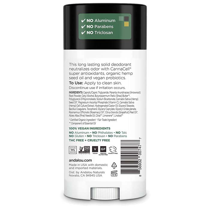 Andalou Naturals - Men Botanical Deodorant Highland Pine, 2.65oz  - back