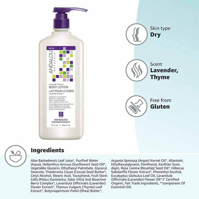 Andalou Naturals - Refreshing Body Lotion Lavender Thyme, 32 fl oz - back