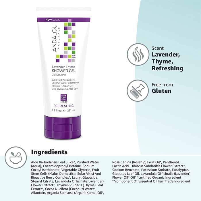 Andalou Naturals - Refreshing Shower Gel Lavender Thyme, 8.5 fl oz - back