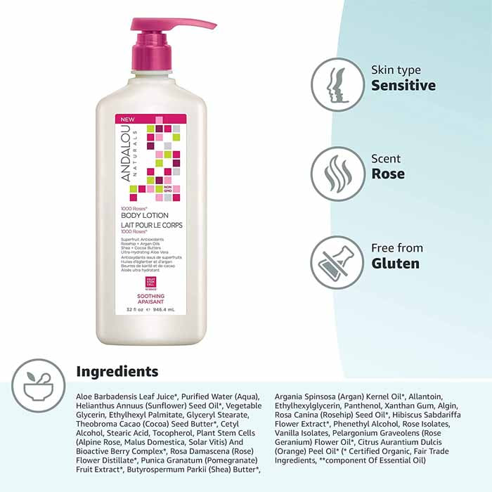 Andalou Naturals - Soothing Body Lotion 1000 Roses, 32 fl oz - back