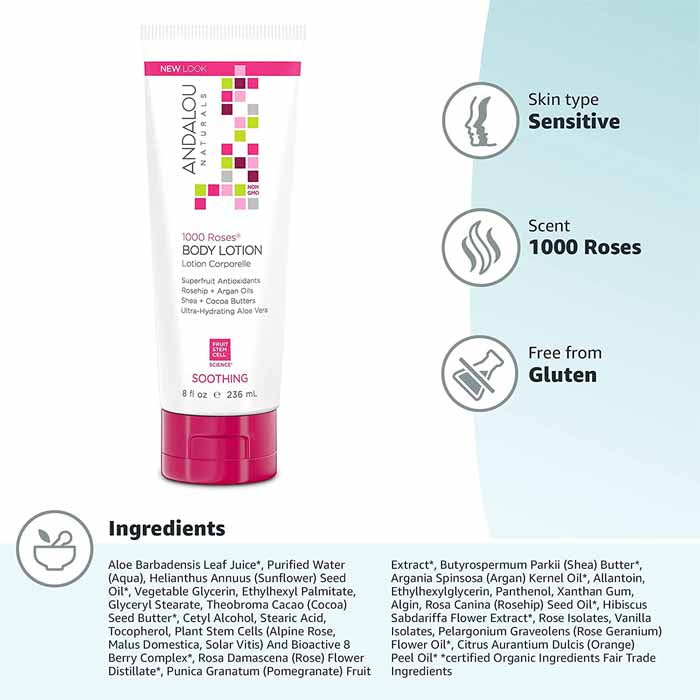 Andalou Naturals - Soothing Body Lotion 1000 Roses, 8 fl oz - back