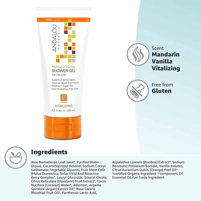 Andalou Naturals - Vitalizing Shower Gel Mandarin Vanilla, 8.5 fl oz - back
