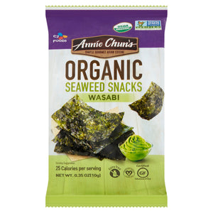 Annie Chun's Organic Wasabi Seaweed Snacks, 0.35 oz | Pack of 12