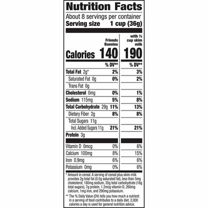 Annie's Homegrown Organic Cereal - Friends Binnies, 10oz - back