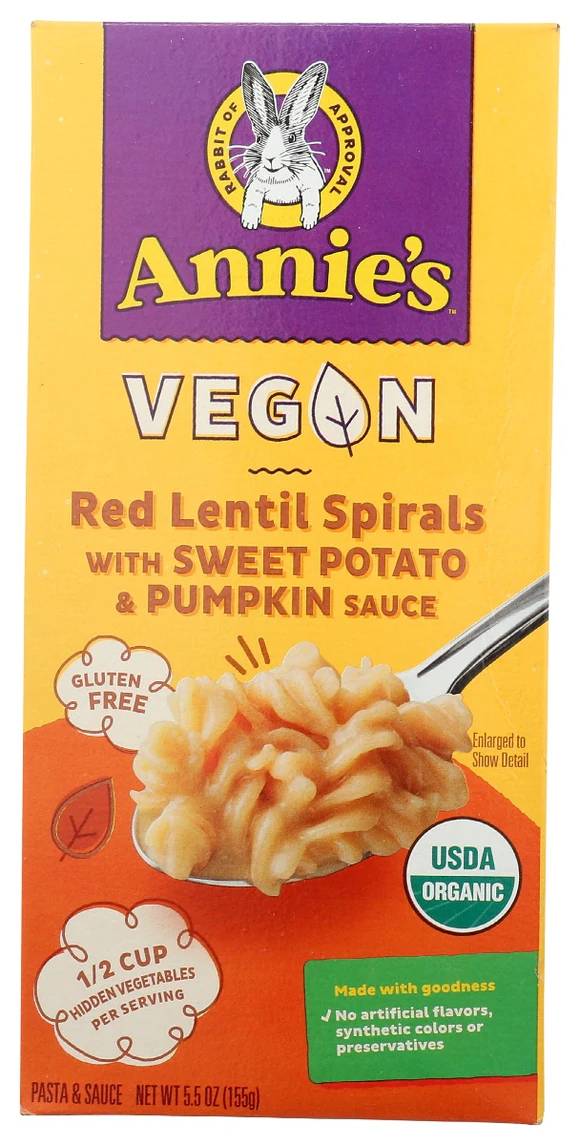 Annies Homegrown Pasta Lentil Sweet Potato Pumpkin, 5.5 oz | Pack of 8 - PlantX US
