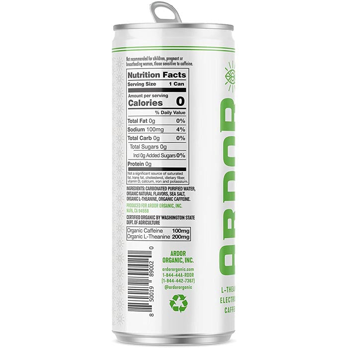 Ardor Organic - Mexican Lime Sparkling Water, 12 fl oz - back