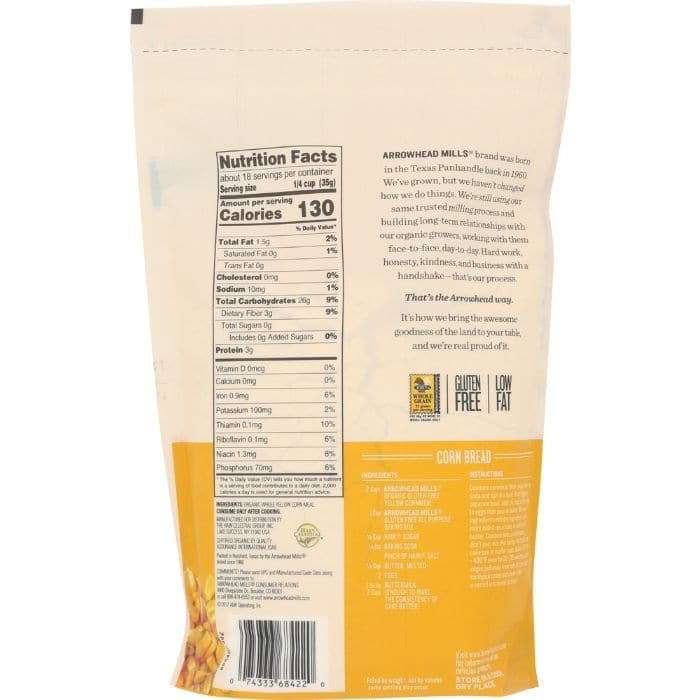 Arrowhead Mills - Organic Yellow Cornmeal - back