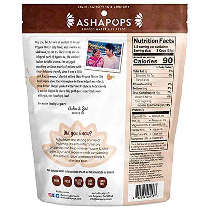 Ashapops - Dark Chocolate Popped Lily Seeds, 1oz - Back