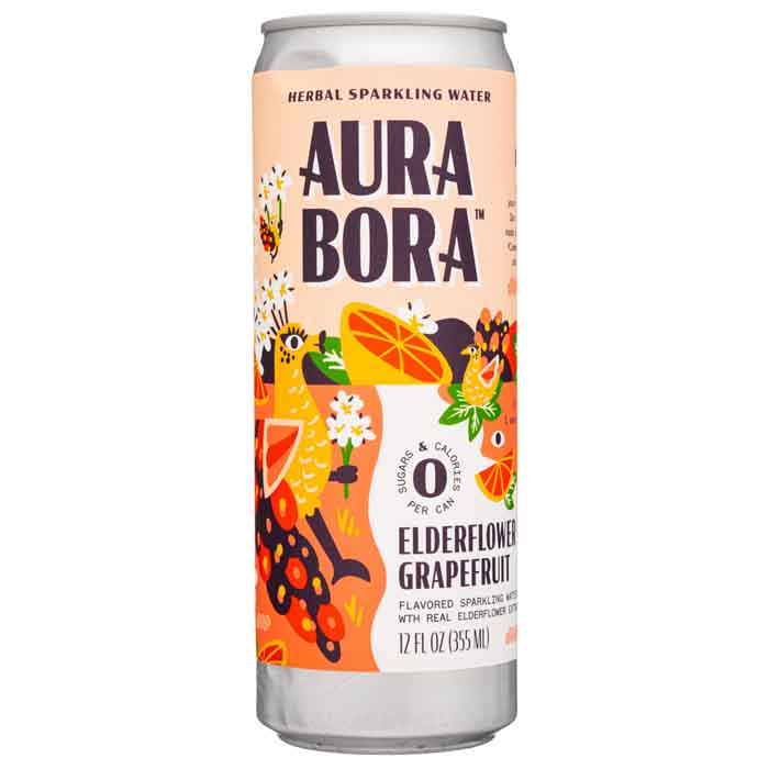 Aura Bora - Elderflower Grapefruit Sparkling Water, 12oz