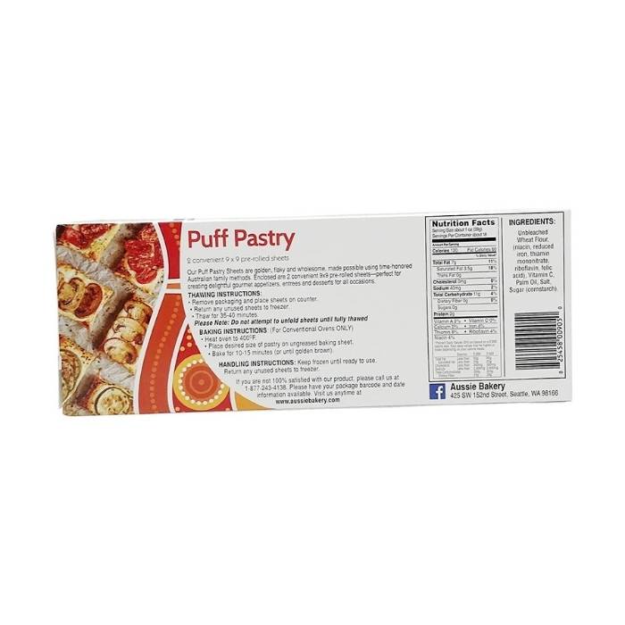 Aussie Bakery - Puff Pastry Sheets, 1.1lb - Back