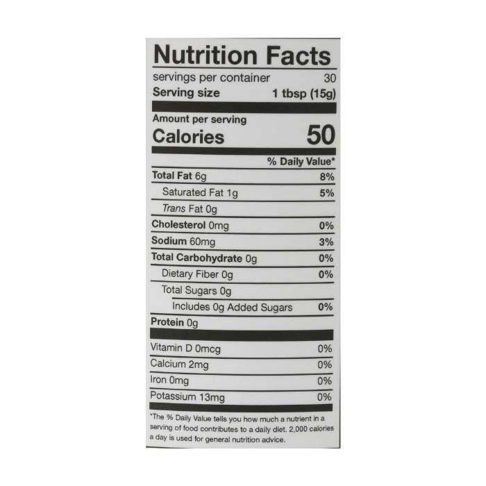 Avonaise - Vegan Avocado Mayo, 12oz - Original -Nutrition Facts