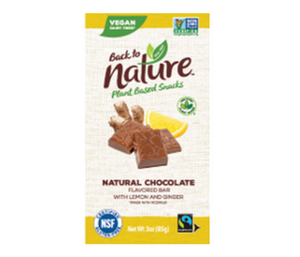 BACK TO NATURE: NATURAL CHOCOLATE BAR FLAVORED WITH LEMON AND GINGER, 3 OZ

 | Pack of 12