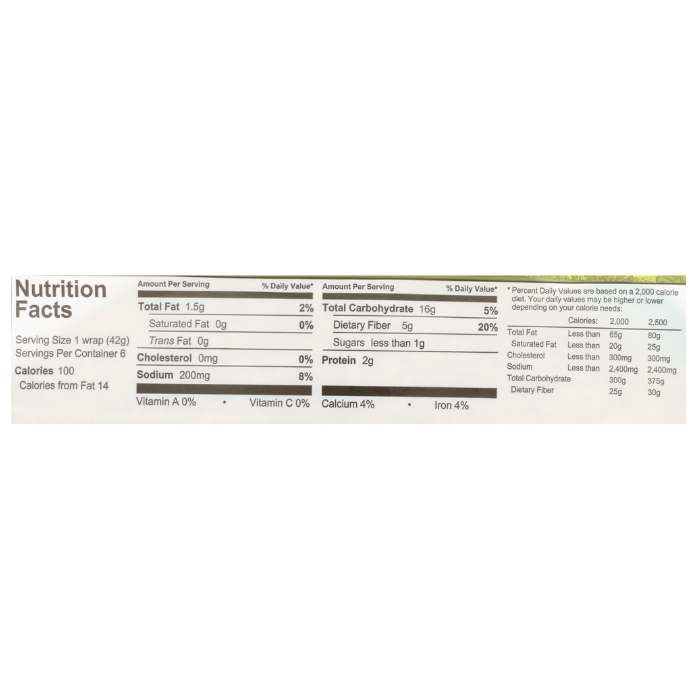 BFree - Gluten-Free Wraps Multigrain, 8.89oz  - nutrition facts