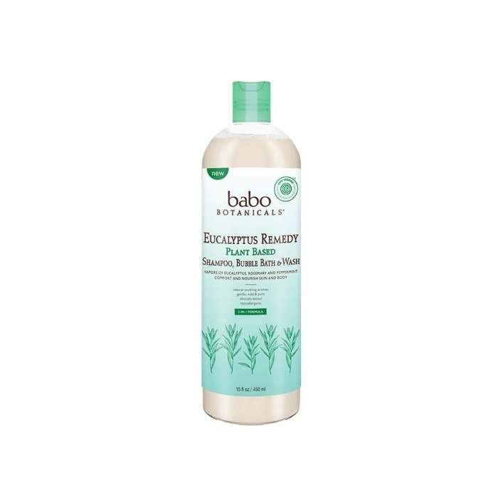 Babo Botanicals - 3 in 1 Eucalyptus Remedy™ Shampoo, Bubble Bath and Wash, 15oz- Front