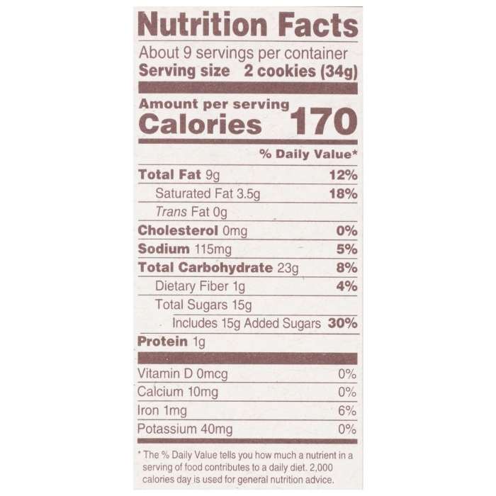 Back to Nature - Cookies Double Creme Cookies (10.7oz) - nutrition facts