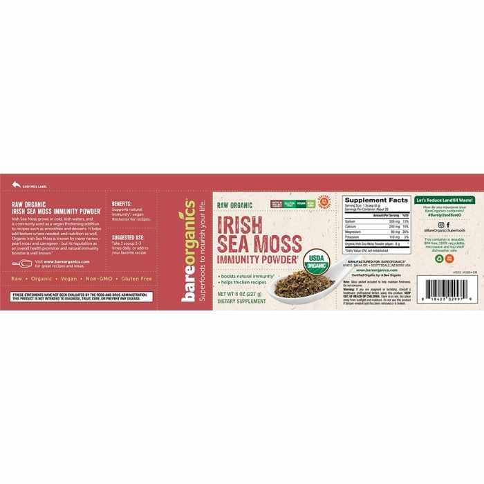 BareOrganics - Irish Sea Moss Powder, 8oz - back