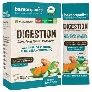 BareOrganics - Organic Superfood Water Enhancer Digestion Blend Tropical, 12 Packets