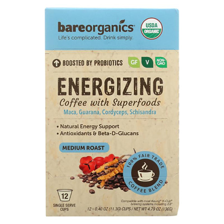 Bareorganics Energizing Coffee, 12 cups