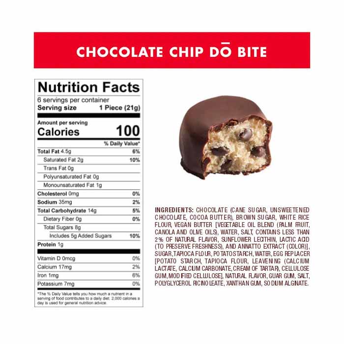 Better Bites - Gluten-Free Chocolate Covered DÅ Bites - Chocolate Chip, 6 Pack - back