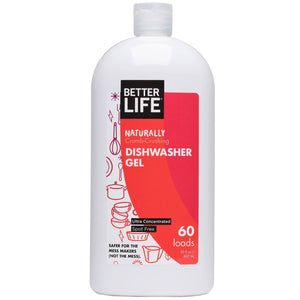 Better Life, Naturally Crumb-Crushing Dishwasher Gel, Fragrance Free, 60 Loads, 30oz | Pack of 6