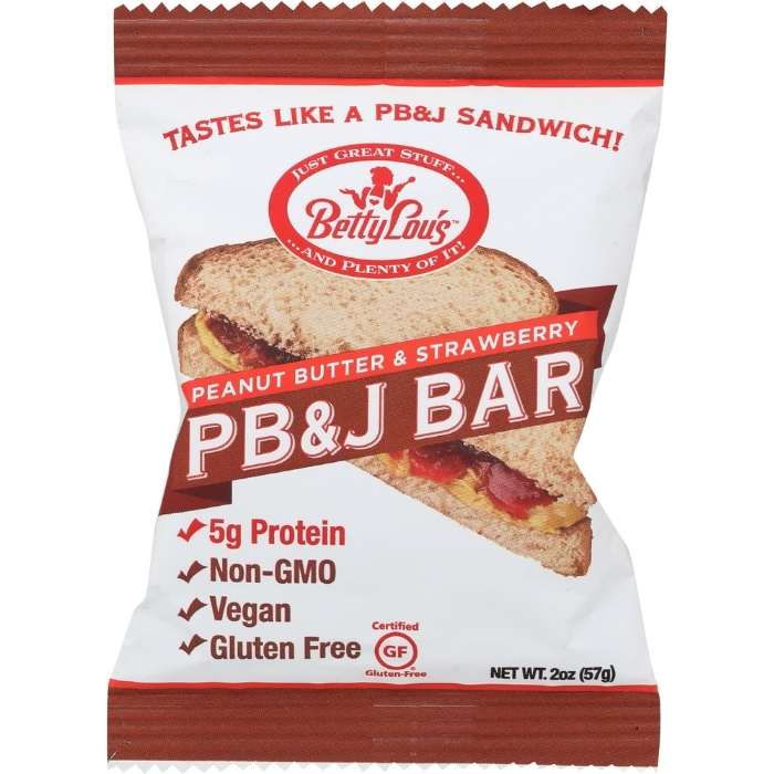 Betty Lou's - Peanut Butter & Strawberry PB&J Bar, 2oz - front