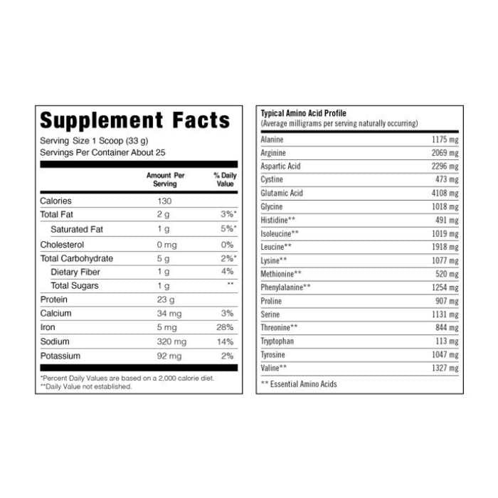 BioSteel - Plant Based Protein-Vanilla 25 Servings - Supplement Facts