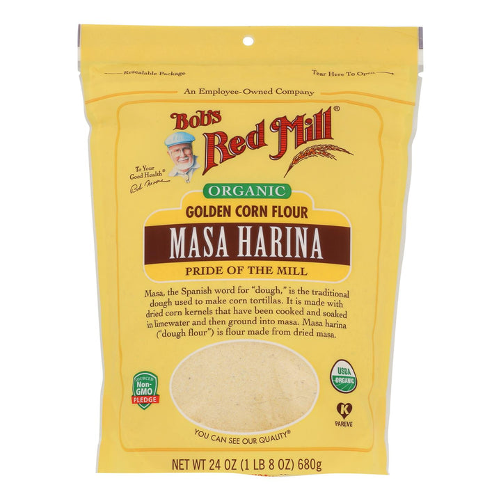 Bob's Red Mill Organic Golden Corn Flour Masa Harina 24 Oz | Pack of 4 - PlantX US