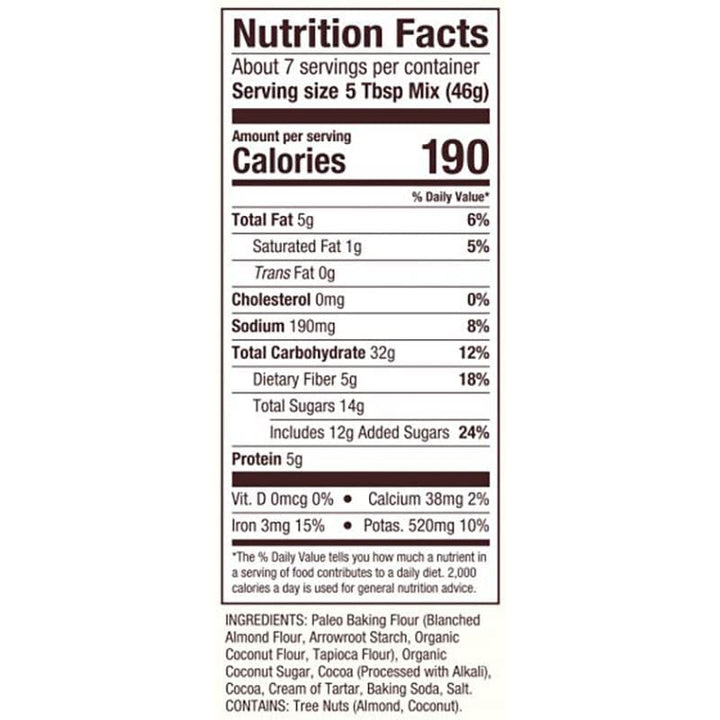 39978006486 - bobs red mill grain free choc cake mix nutrition
