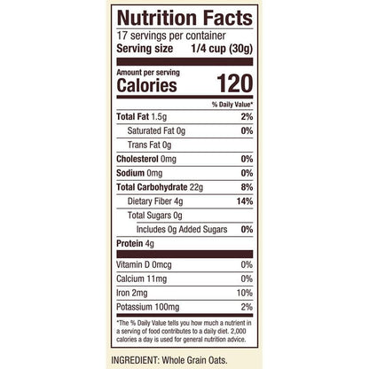 39978113771 - bobs red mill gf oat flour nutrition