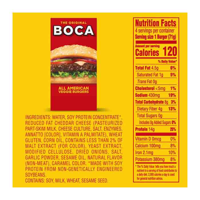 Boca Burgers - All American Burger, 4 Pack - Back