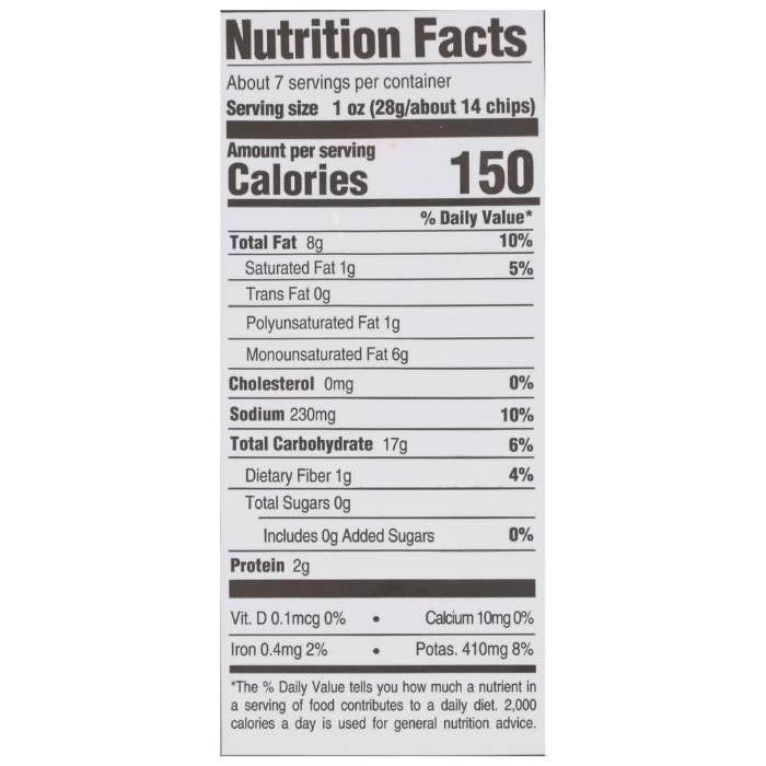 Boulder Canyon - Kettle Cooked Chips, Malt Vinegar & Sea Salt, 6.5oz - nutrition facts