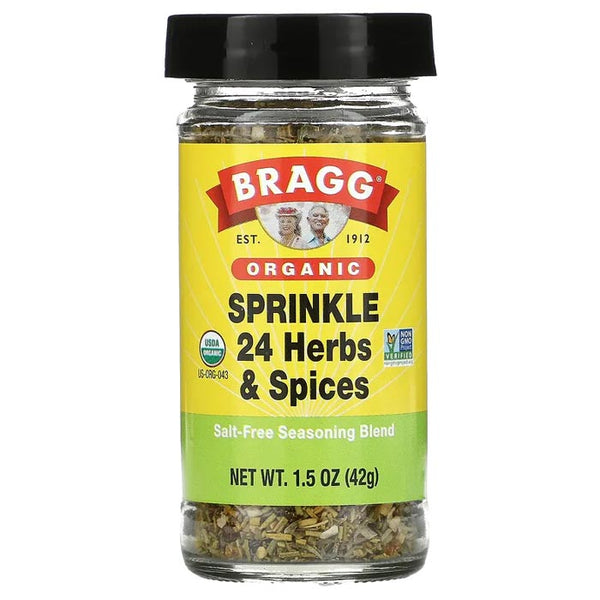 Bragg Salt-Free Seasoning Blend, Sprinkle, 24 Herbs & Spices, Organic 1.5  oz, Salt, Spices & Seasonings