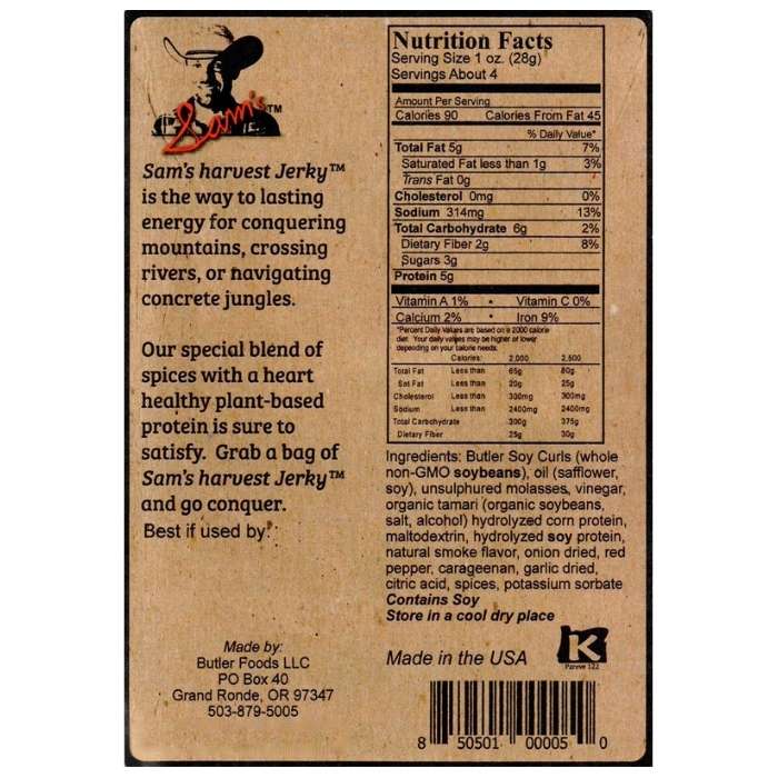Butler Foods - Sam's Harvest Jerky, 4oz - back
