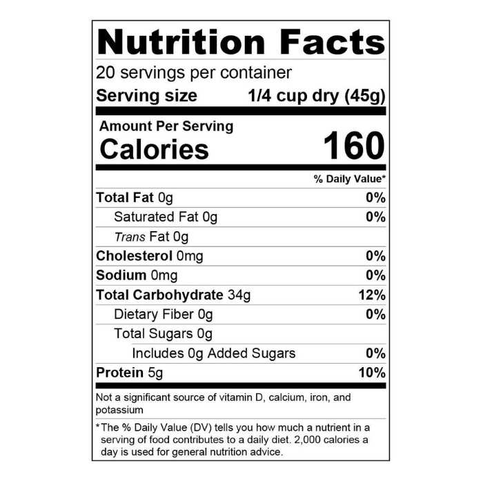 Cahokia - High Protein white Rice, 2lb - nutrition facts