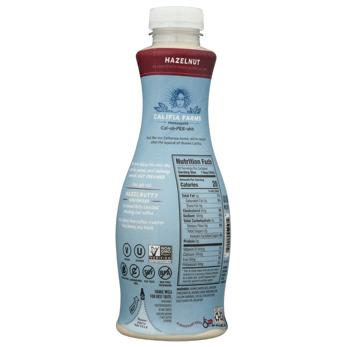 Califia - Oat Milk Creamer Hazelnut, 25.4 fl oz - back