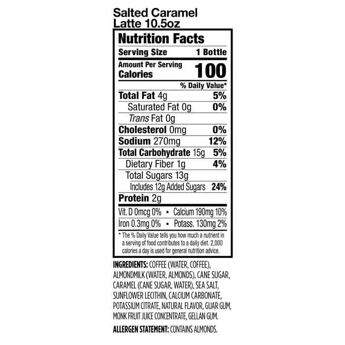 Califia - Salted caramel Iced Coffee, 10.5oz - Back