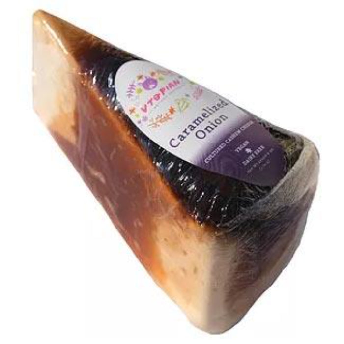 Vtopian - Cultured Cashew Cheese Wedge Caramelized Onion Camembert Cheese, 6oz