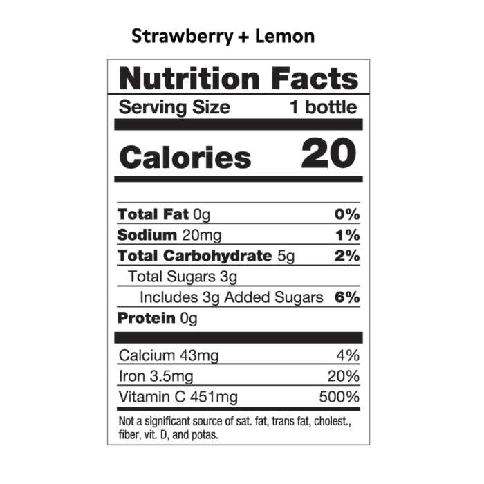 Chiki Chiki Boom Boom - Plant-Based Punch Strawberry + Lemon, 16oz - nutrition facts