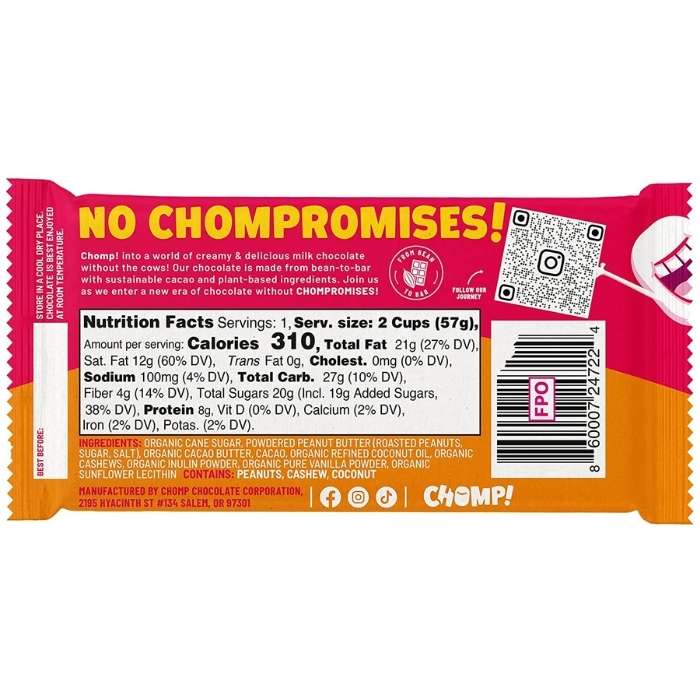 Chomp! - Nutpucks Vegan Peanut Butter Cups, 2oz - back