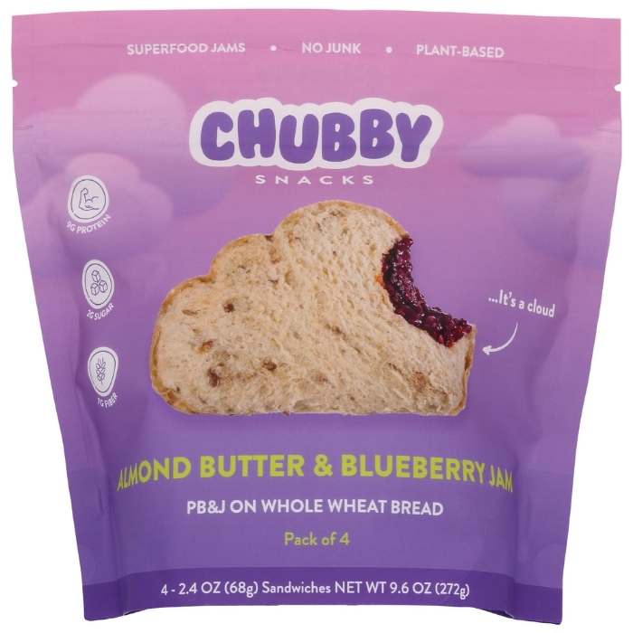 Chubby Snacks - PB&J Almond Butter & Blueberry Jam Sandwiches, 4 Pack - front