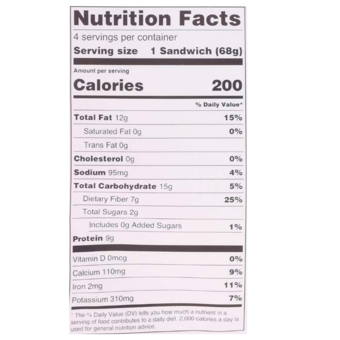 Chubby Snacks - PB&J Almond Butter & Strawberry Jam Sandwiches, 4 Pack - nutrition facts
