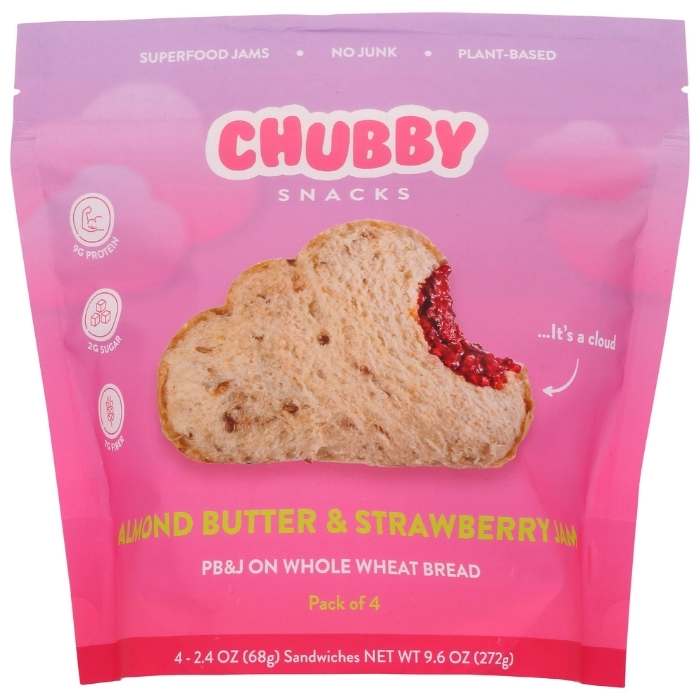 Chubby Snacks - PB&J Almond Butter & Strawberry Jam Sandwiches, 4 Pack - front