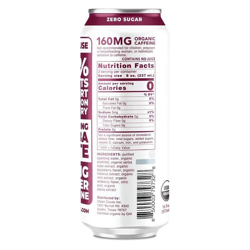 Clean Cause Yerba Mate Berry Mint Zero Calorie, 16oz