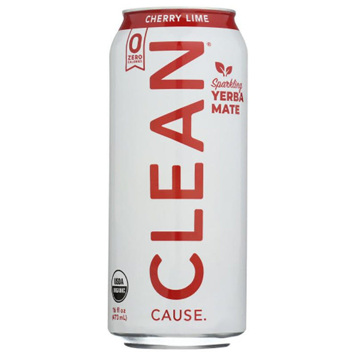 Clean Cause Yerba Mate Cherry Lime Zero Calorie, 16 oz _ pack of 12