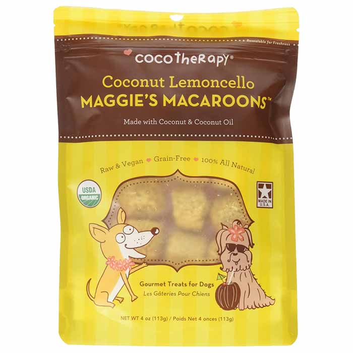 Coco Therapy - Organic Maggie's Macaroons For Dogs - Coconut Lemoncello, 4oz