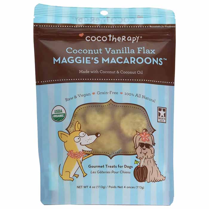 Coco Therapy - Organic Maggie's Macaroons For Dogs - Coconut Vanilla Flax, 4oz