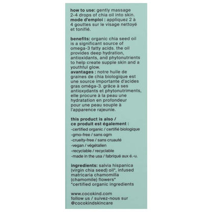 Cocokind - Organic Chia Facial Oil, 1 fl oz - back