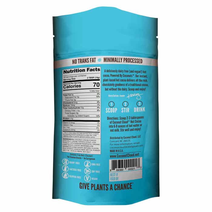 Coconut Cloud - Hot Cocoa ,7oz , Toasted Marshmallow -Back