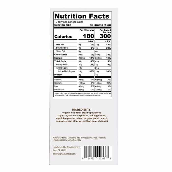 Color Kitchen - Red Velvet Cake Mix (GF), 15.87oz - nutrition facts