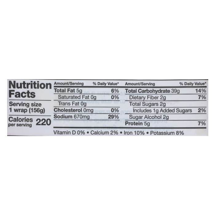 Cool Beans - Spicy Chipotle Plant-Based Wrap GF, 5.5oz - nutrition facts